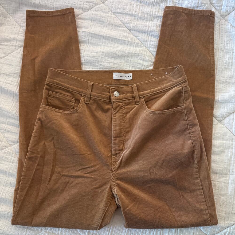 loft caramel brown corduroy skinny pants